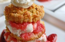 Rhubarb Strawberry Shortcake with Rosemary and Chantilly Cream